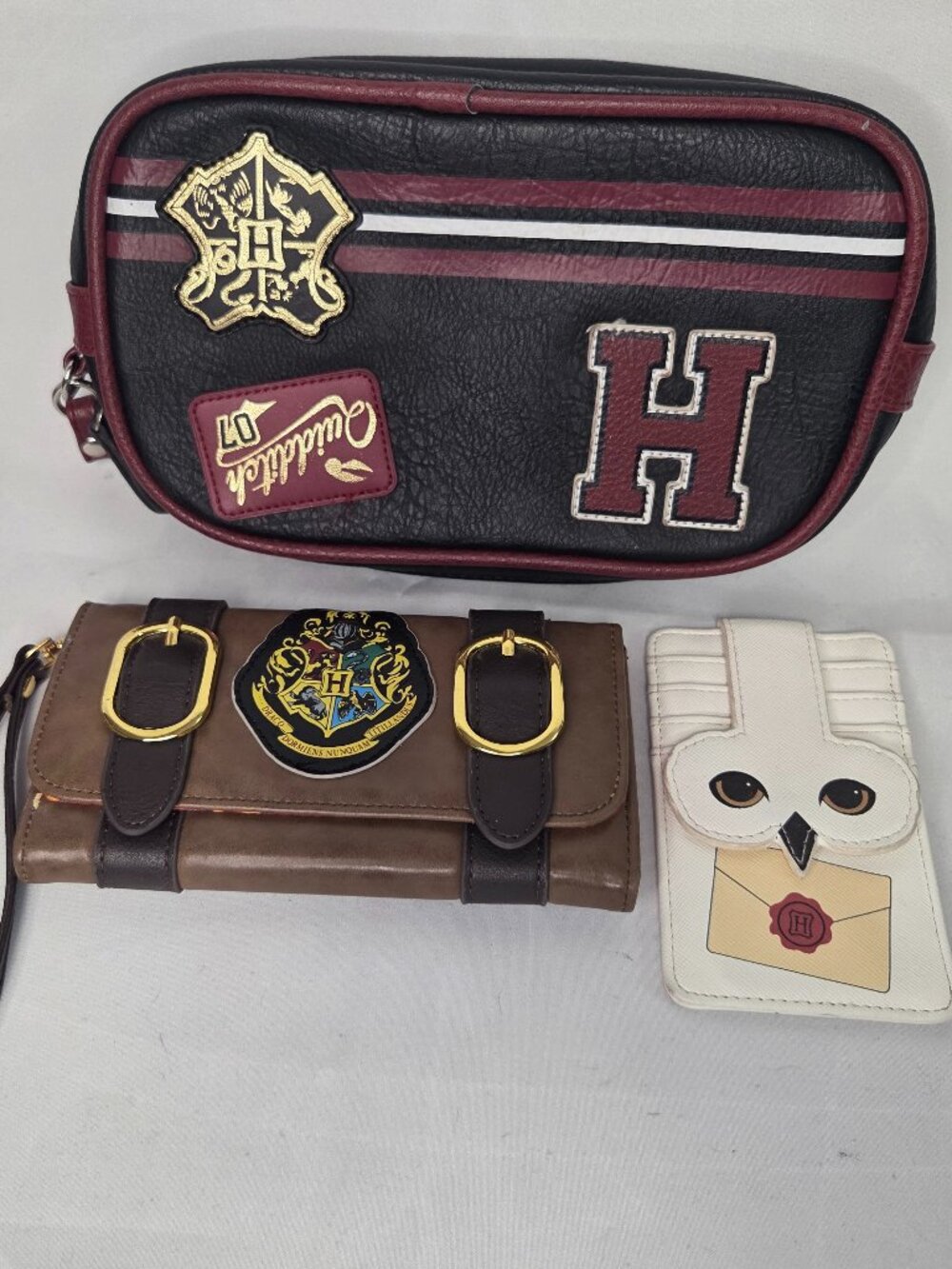 Harry Potter Accessories 3pc Quidditch Makeup Bag Trunk Wallet Hedwig Cardholder